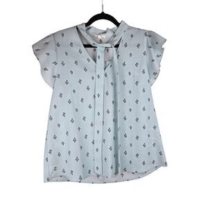 Mine Women's Blouse with Tie Large Cactus Flutter Sleeve Bohemian Whimisical